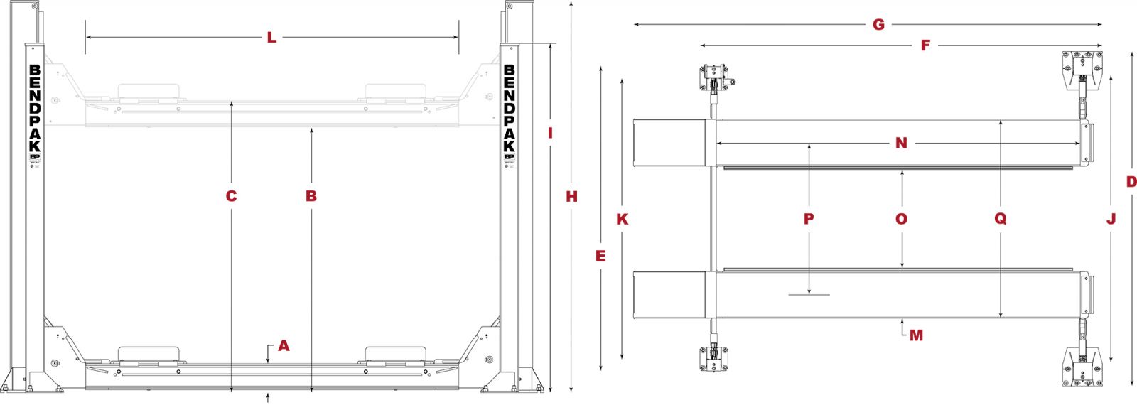 Cầu nâng 4 trụ 6 tấn BendPak HDSO14AX