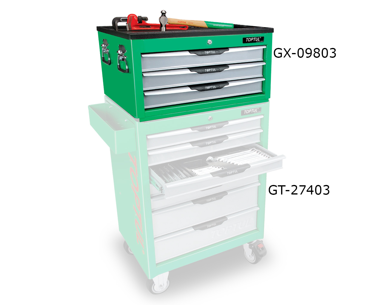 Tủ đồ nghề 3 ngăn 98 chi tiết Toptul GX-09803 Tủ đồ nghề 3 ngăn 98 chi tiết Toptul GX-09803