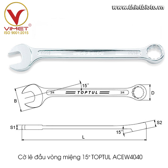 Cờ lê đầu vòng miệng TOPTUL ACEW4040 