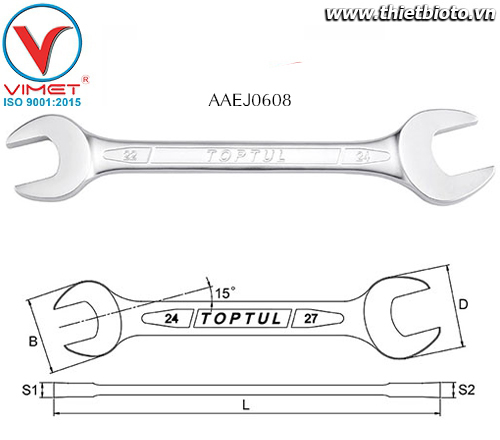 Cờ lê 2 đầu miệng Toptul AAEJ0608