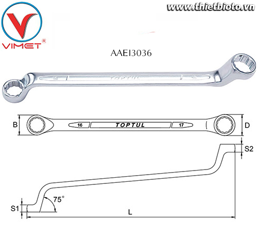 Cờ lê 2 đầu vòng Toptul AAEI3036