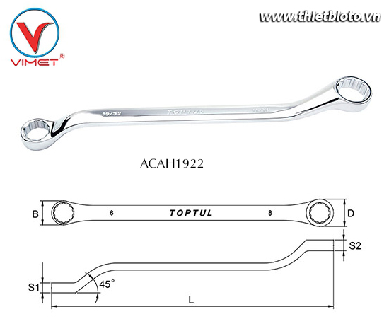 Cờ lê 2 đầu vòng Toptul ACAH1922