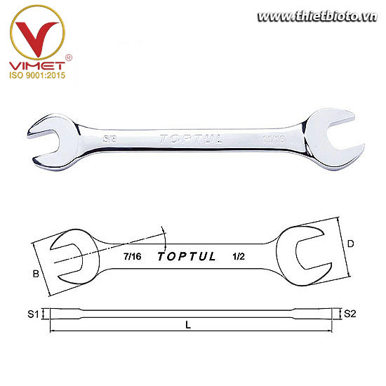 Cờ lê 2 đầu miệng toptul ACAJ1011