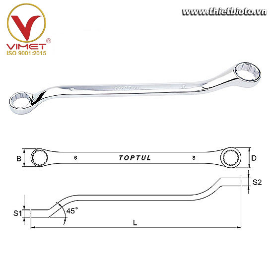Cờ lê 2 đầu vòng 45 độ TOPTUL AAAH1317